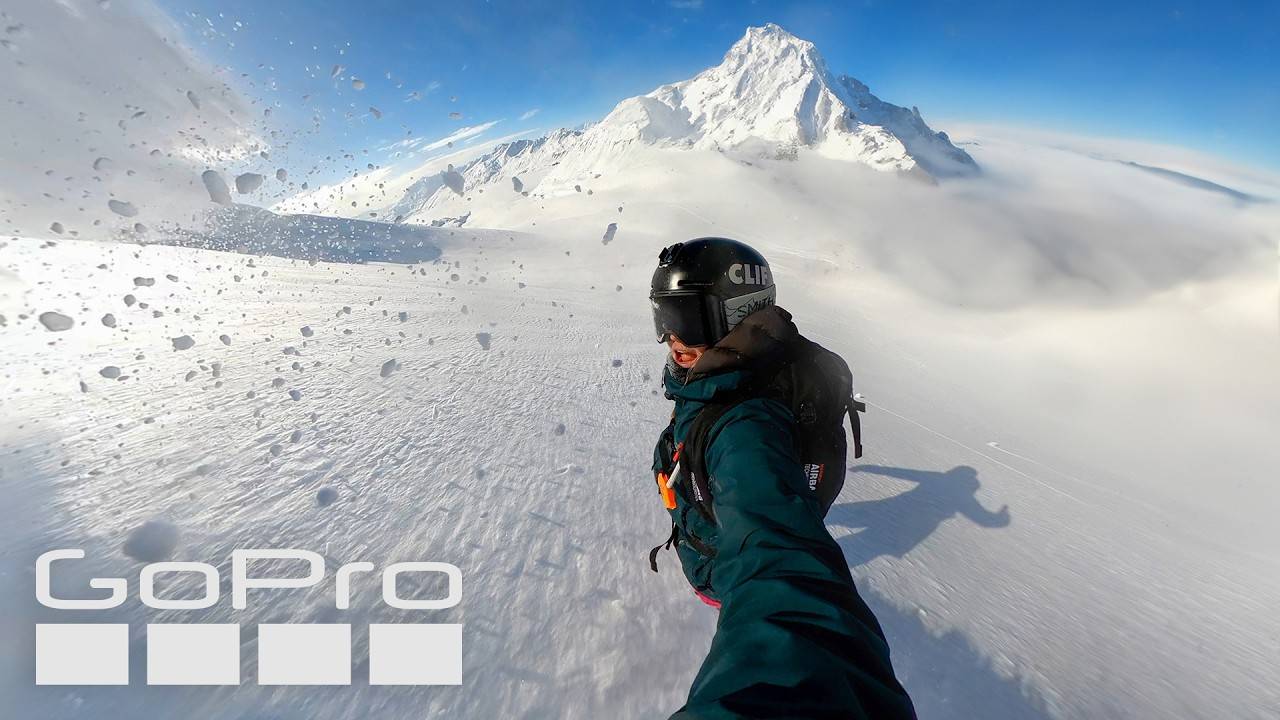 GoPro Девушка на сноуборде - экстримальный отдых 4K