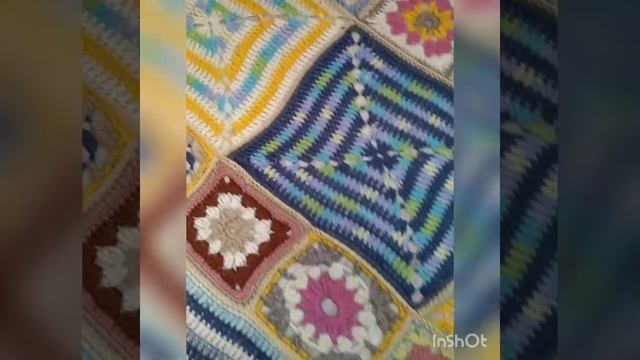 Плед крючком из остатков пряжи