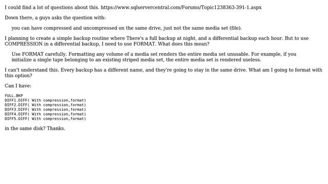 Databases: What does WITH FORMAT do on a DIFFERENTIAL backup?