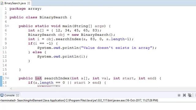 Array - 4: Binary Search of element in Array | Search element in Sorted Array | Binary Search