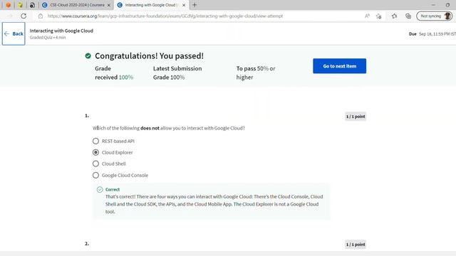 Essential Google Cloud Infrastructure2022: Foundation Quizz answer