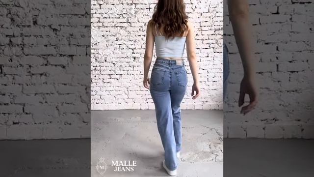 Джинсы женские с высокой посадкой прямые слим фит трубы клеш джинсовые брюки одежда женская
