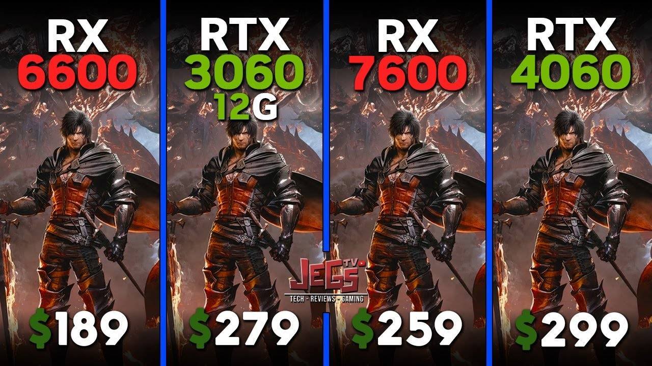 RX 6600 - RTX 3060 12G - RX 7600 - RTX 4060  15 игр  Ryzen 5 7600  1080p  1440p