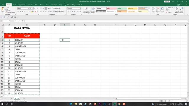 Merubah Tabel Dari Ke Bawah Jadi Ke Samping Di Excel