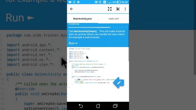 AIDE Tutorial - Android App (Intents)
