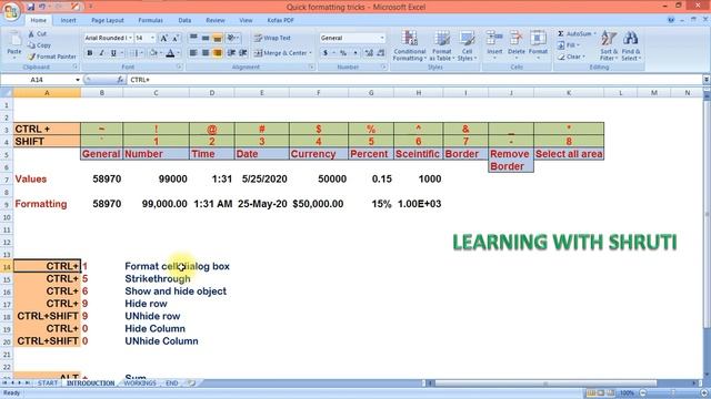 Quick Formatting Tricks In Excel|Shortcut For Autosum|Shortcuts CTRL+|CTRL+SHIFT+|ALT+|Width Autofi