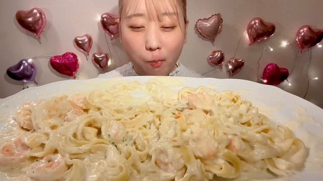 ASMR Creamy Shrimp Pasta【Mukbang/ Eating Sounds】【English subtitles】