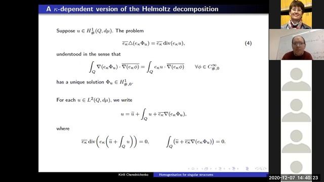 07.12.20 | Kirill Cherednichenko| Operator-norm resolvent homogenisation estimates for the system..