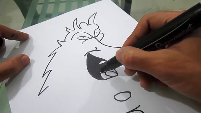 How to turn words DRAGON into a Cartoon ! Learn drawing art on paper for kids