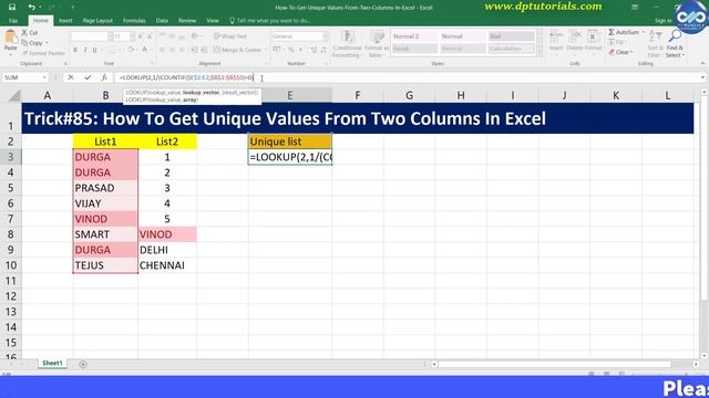 How To Get Unique Values From Two Columns In Excel || Excel Tips & Tricks || Paathshala