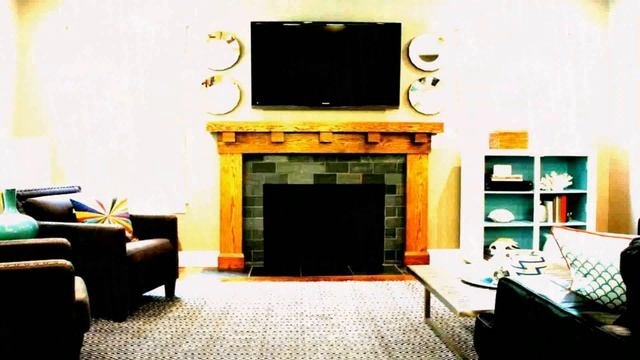 Small Living Room With Corner Fireplace Layout