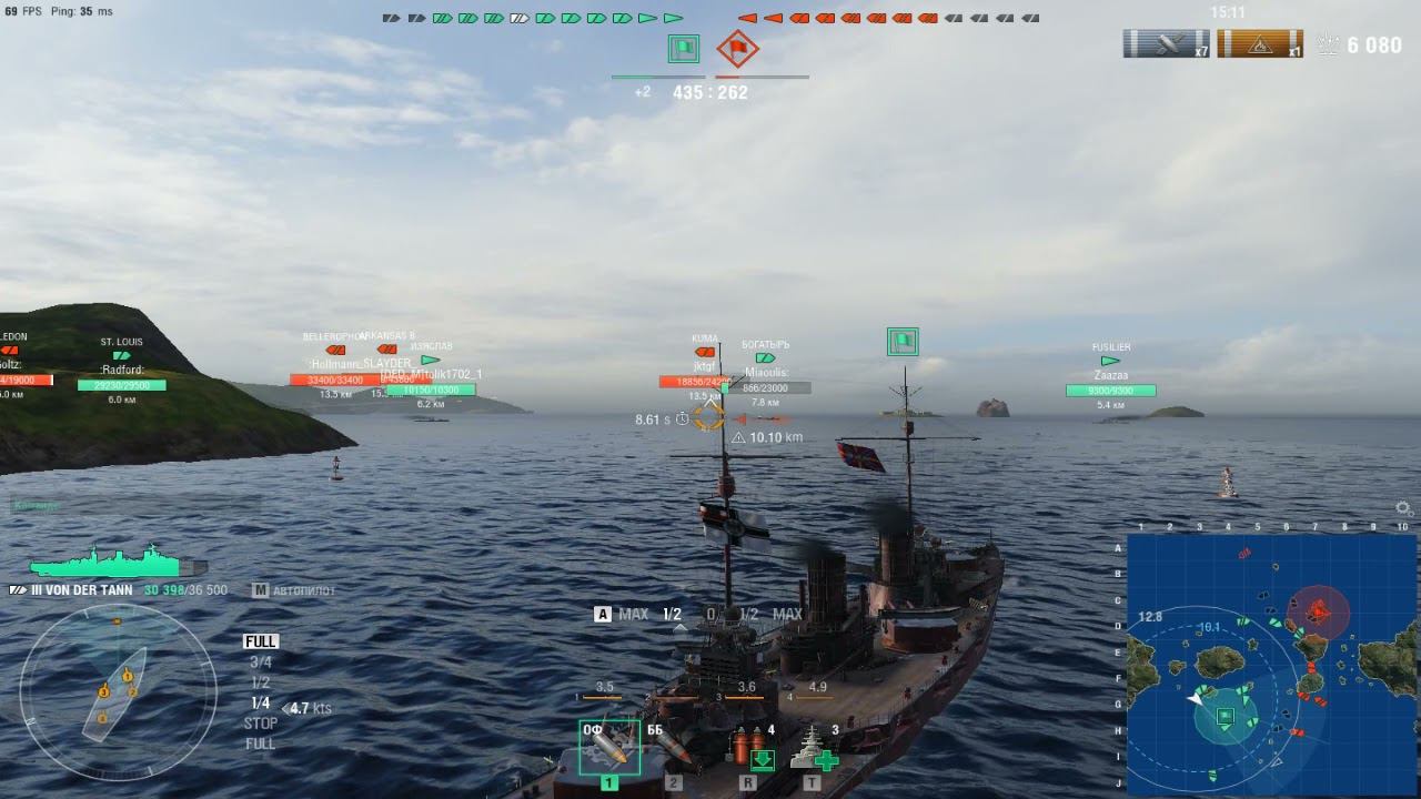 Немецкий линкор Von Der Tann .Морской бой-5.Игра World Of Warships