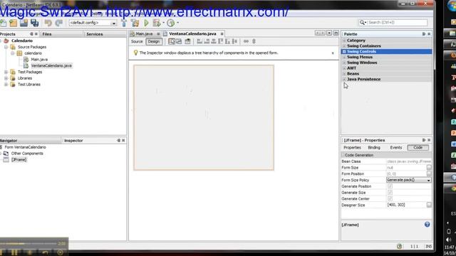 Agregar Calendario desde NetBeans Modo Grafico Java