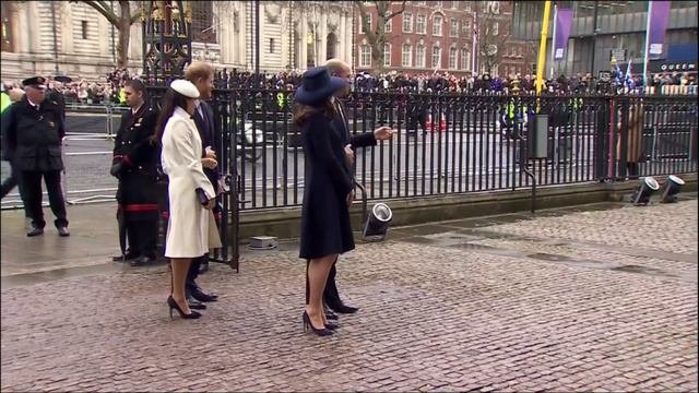 Prince Harry William Kate and Meghan Markle arrive for Commonwealth Day Service