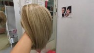 Паричок из термо-канекалона с эффектом мелирования, удлинённое ровное каре