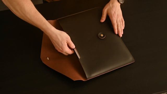 Dark Brown Genuine Leather Macbook 13 Case