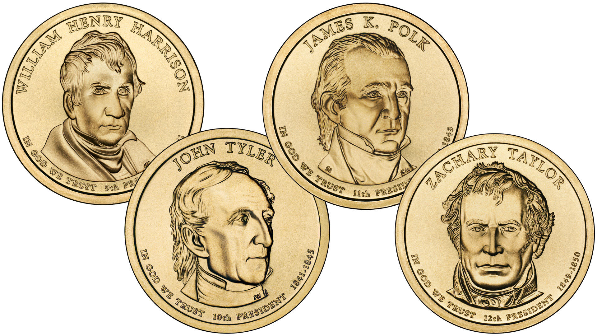 Монеты 1 доллар США из серии Президенты выпуска 2009 года.