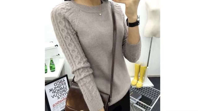 Женский теплый свитер пуловер с длинным рукавом