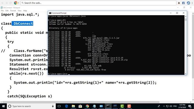 Connect to mysql database using JDBC in java from command line