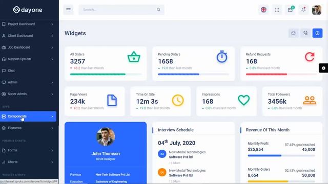 Dayone – Boostrap HRM, Employee & Project Admin & Dashboard Laravel Template