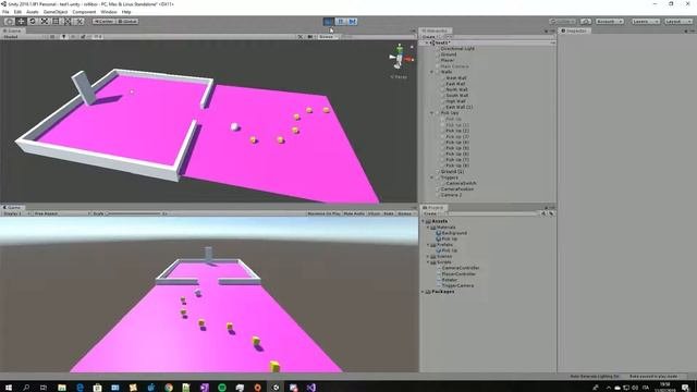 Unity camera change, wasd axis inversion & object collecting