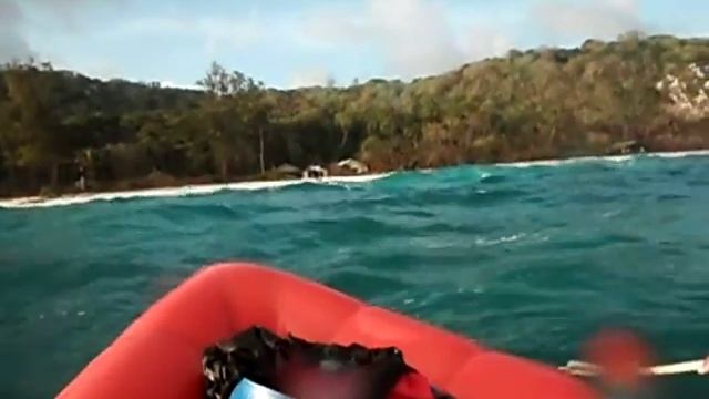 Beaching the boat on Aride Island