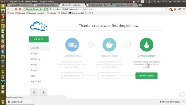 Instalación de Redmine en DigitalOcean parte 1