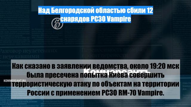 Над Белгородской областью сбили 12 снарядов РСЗО Vampire