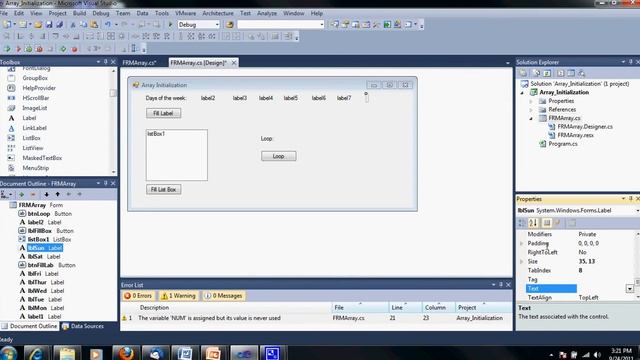 Array Initialization and loops