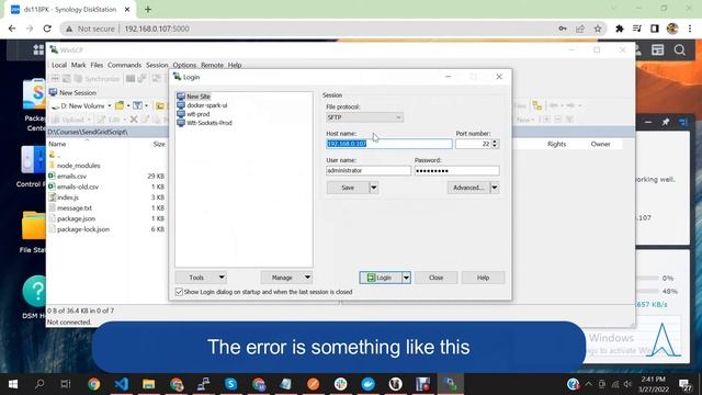 Synology DiskStation DSM with WinSCP connection refused. FIX