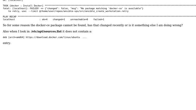 No package matching 'docker-ce' is available with ansible (3 Solutions!!)