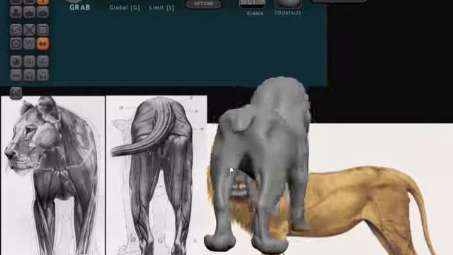 Sculptris - как из головы льва вылепить тело урок № 11