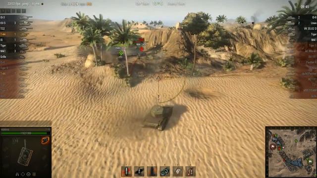 WOT Sand River   T 44   5 frags   Defender