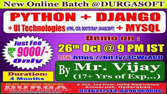 PYTHON  DJANGO  UI  MYSQL Online Training  DURGASOFT