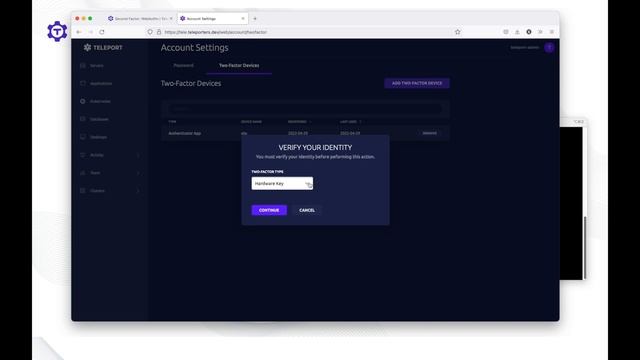 How To Enable WebAuthn Based Second-factor Authentication In Teleport.