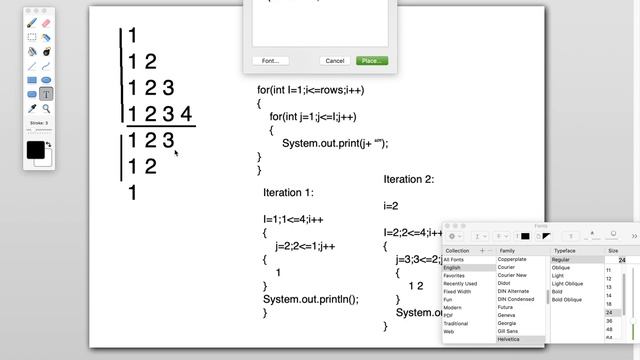 11.Number patterns in java - Program to print number pattern with for loop