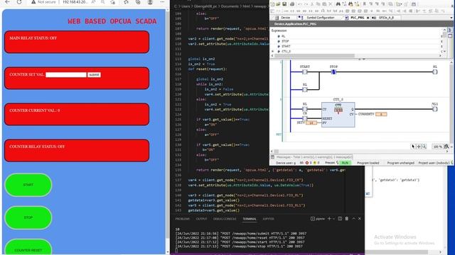 Django  Python-opcua webpage HMIScada