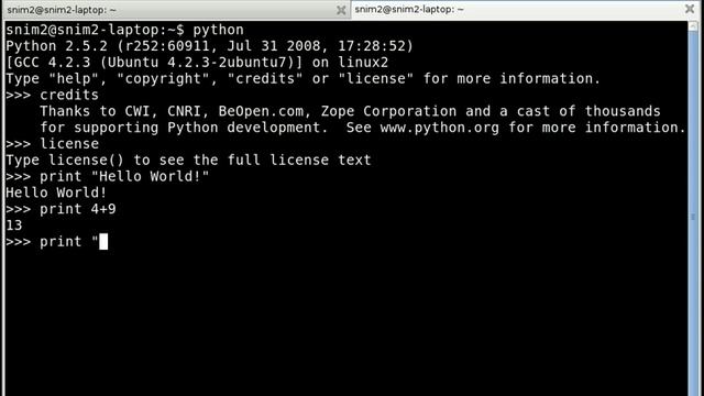 Simple expressions in the Python interpreter