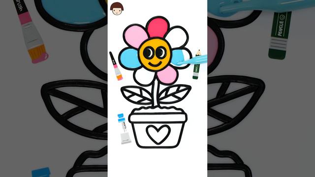 Flower Drawing, Jelly Painting, Coloring #drawing #coloring #painting #kids #shorts