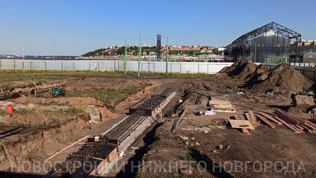 На Стрелке началось строительство Арт-объекта "Портовый кран" // Стрелка Канавинский р-н // Май 2024
