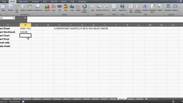 Learn Excel - Video 114 -6 Must know Short-Cut Keys- Part2