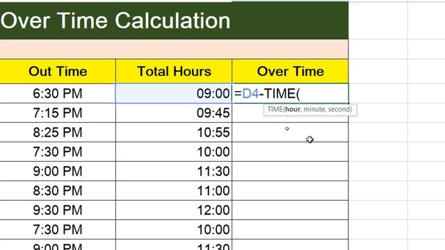 How to Calculate Overtime Hours in Microsoft Excel | Overtime Calculation formula in Excel