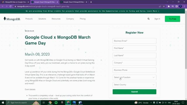 Google Cloud x MongoDB March Game Day    Register Today    Get a chance to win MongoDB Goodies ??