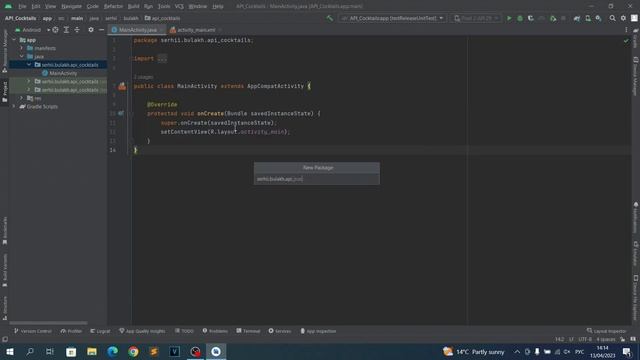 Приложение Коктейли на Java в Android Studio. Урок 01. Создаём пакеты.
