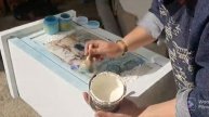 Преобразяване на много старо шкафче с тебеширена боя и декупаж,състаряване с вакса