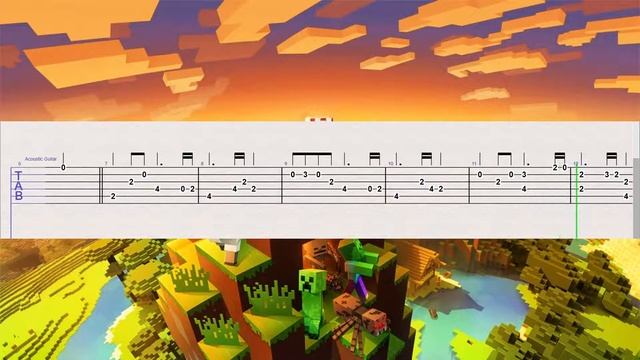 MINECRAFT SWEDEN (C418) - Easy Guitar Tab Tutorial + PDF SHEET MUSIC