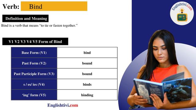 Bind V1 V2 V3 V4 V5 Base Form, Past Simple, Past Participle Form of Bind | Englishtivi.com