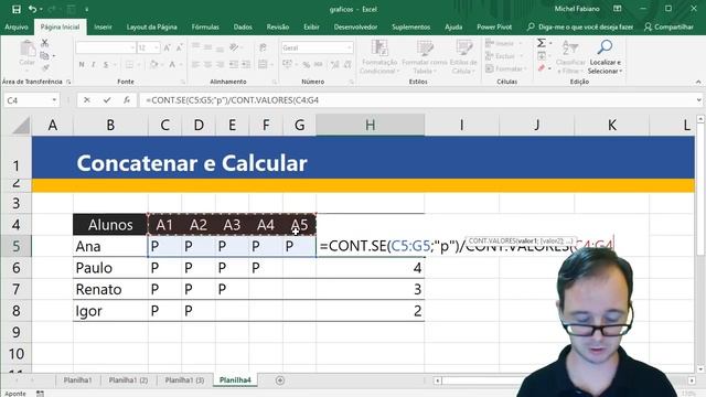 Como inserir Textos com Valores Calculados no Excel?