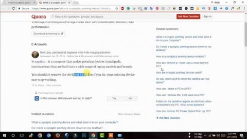 WHAT IS A SYNAPTICS POINTING DEVICE DRIVER ? SHOULD YOU REMOVE IT FROM YOUR PC?
