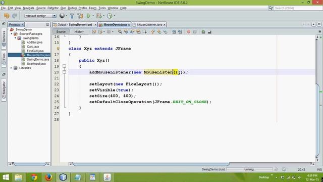 How to use MouseListener, MouseAdapter and MouseEvent in Java Swing
